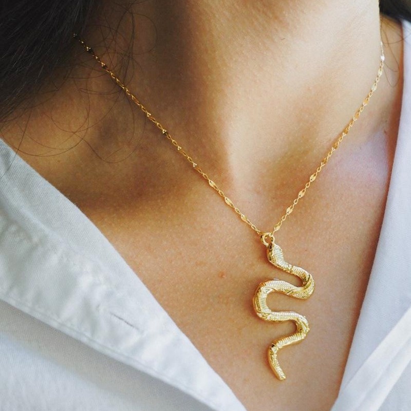 Dây chuyền kim loại hình rắn phong cách punk cá tính