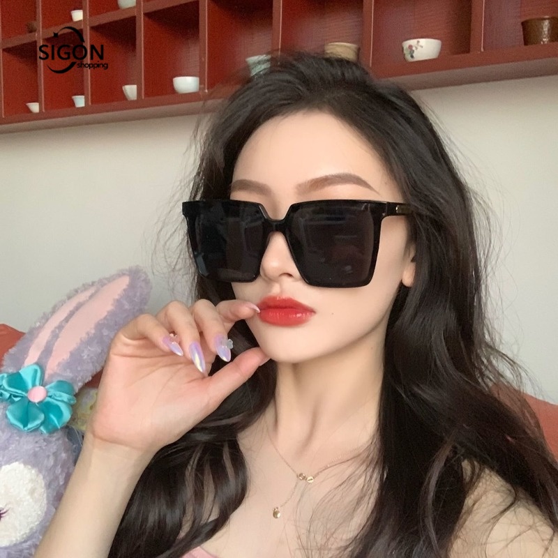 Kính Mát Gọng Vuông Lớn Chống Tia Cực Tím Thời Trang Cho Nữ