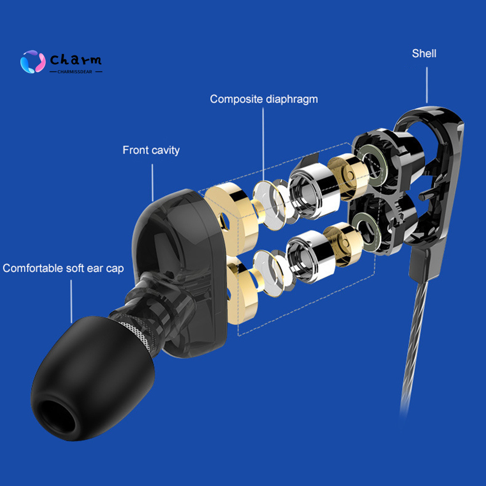 [CM] Availble Dual Dynamic Circle Type-C Wired In-Ear Earphone Volume Control Mic Headphone