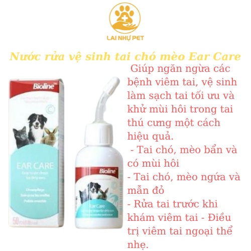 Nước Rửa Vệ sinh Tai Cho Chó Mèo Ear Care Bioline 50ml - LAI NHỰ PET