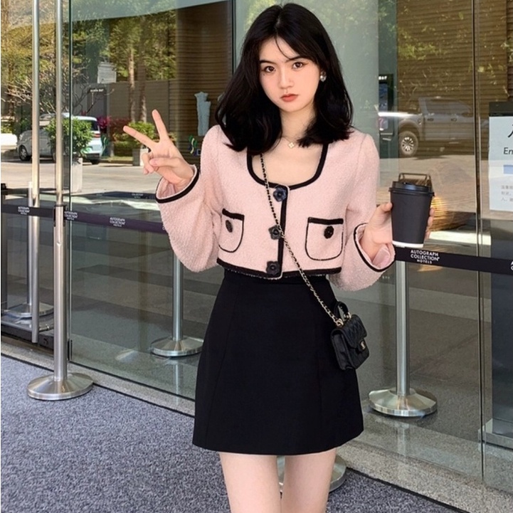 Chân váy đen chữ a ngắn công sở dáng dài ôm xòe nhẹ cạp liền có quần trong xếp 2 viền ly - Chân váy cạp lưng cao bigsize