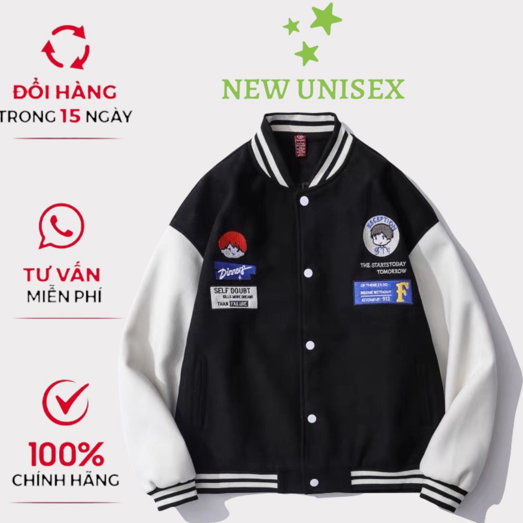 Áo Khoác Bomber Nỉ Phối Tay Hình Cậu Bé Form Rộng Unisex Siêu Hot Trend