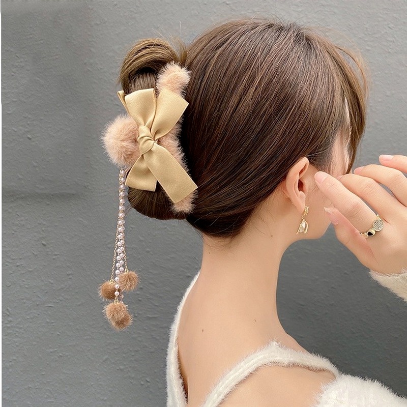 Kẹp tóc hình cá mập phủ lông dễ thương thời trang thu đông cho nữ