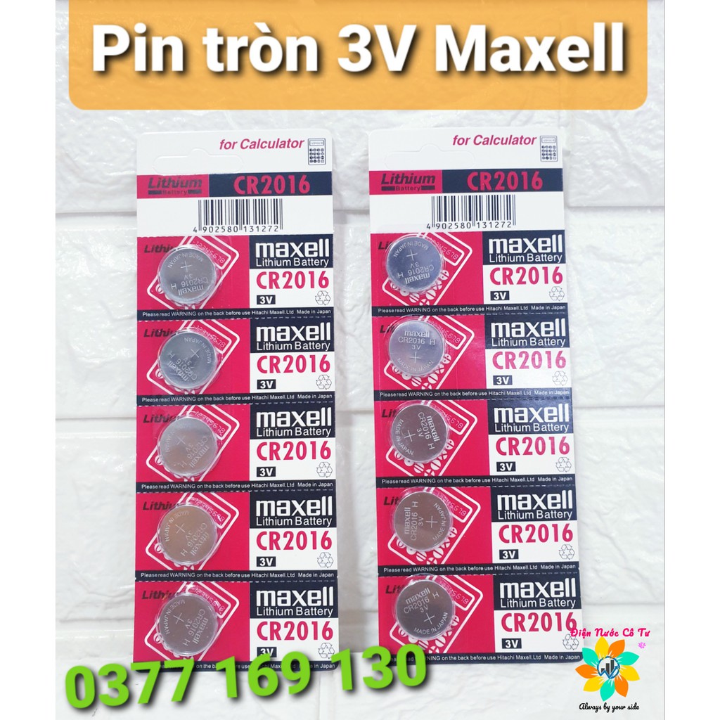 Pin tròn 3V Maxell CR2016 1 vỉ 5 viên 30k