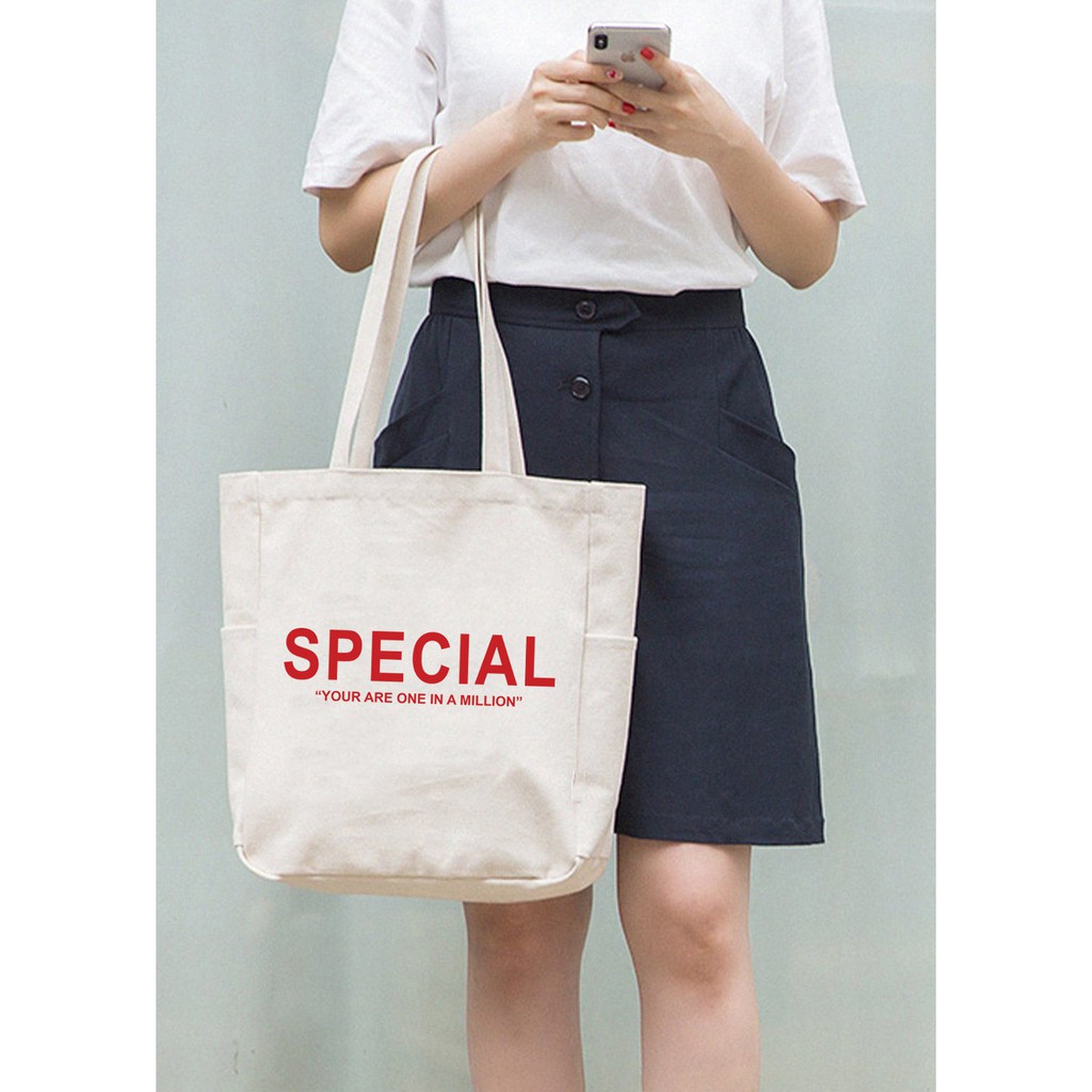 Túi Vải Tote Ginko Unisex Phong Cách Hàn Quốc In Hình YOU ARE SPECIAL K05