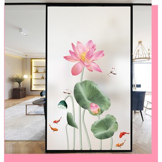 Decal giấy dán tường [PHONG THỦY] Decan Sen an lạc