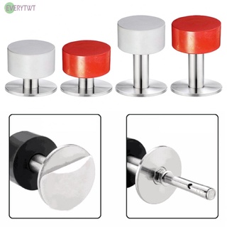 Non Punch Door Stopper Stainless Steel Stop Round Rubber Floor Protector@New