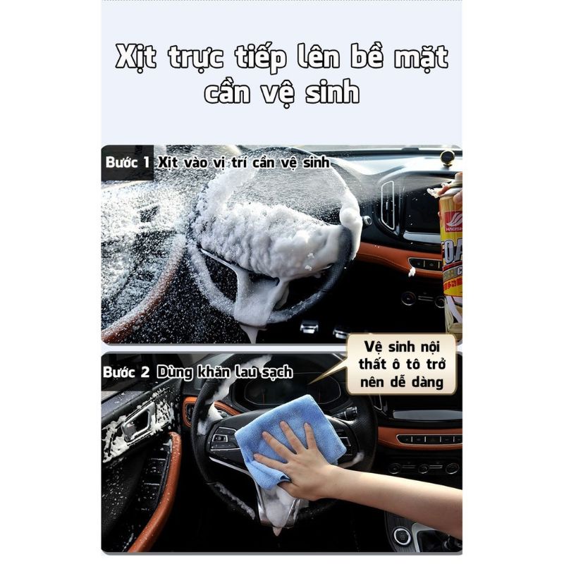 chai vệ sinh nội thất ô tô đa năng Foam Clean, sạch đẹp như mới