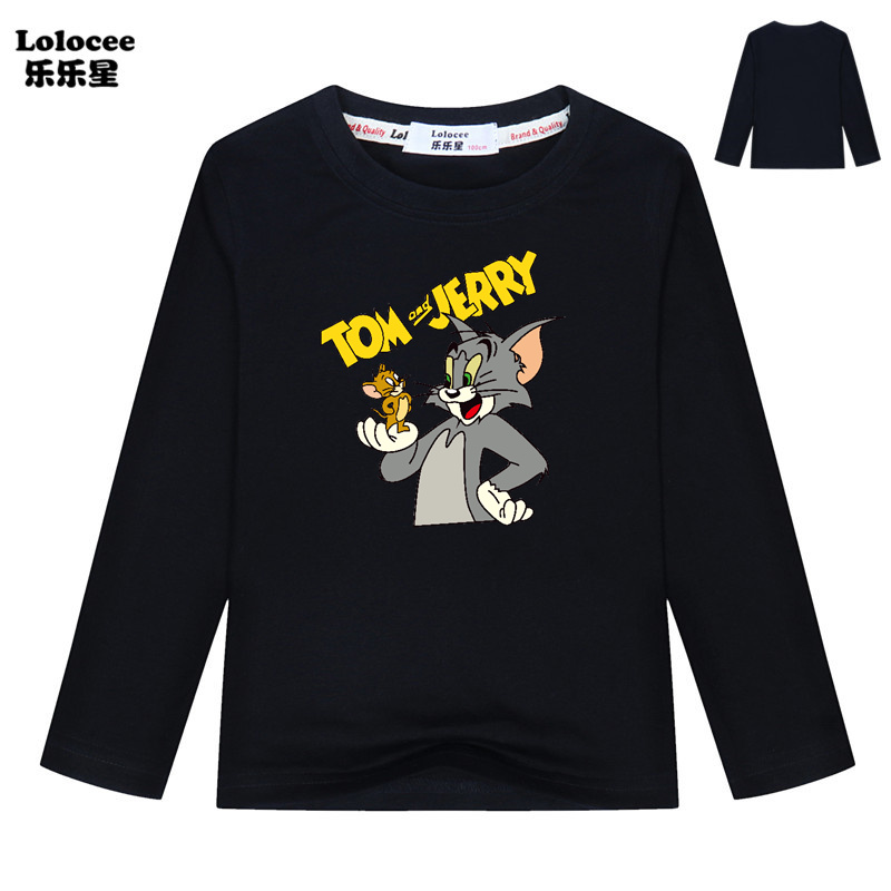 Áo Thun Tay Dài In Hình Tom &amp; Jerry Đáng Yêu Cho Bé