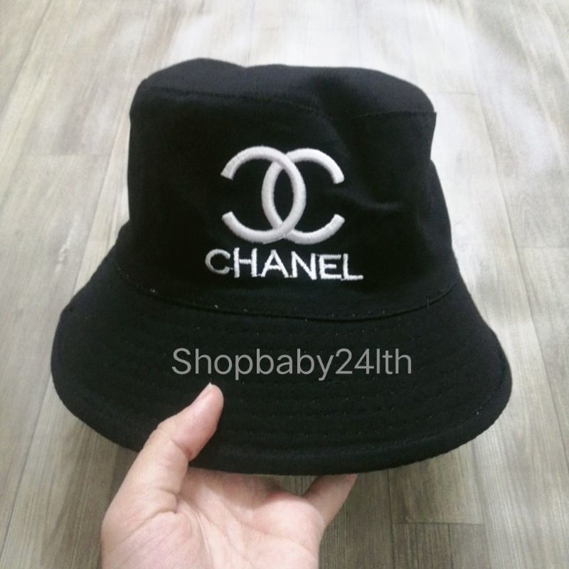 Nón mũ tai bèo nam nữ thể thao vành tròn 1 lớp thêu chữ màu đen, nón bucket