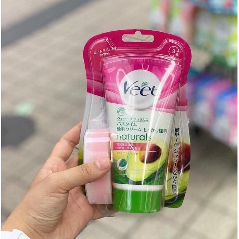 Kem tẩy lông Veet Nhật Bản tuýp 150g kèm bông sponge