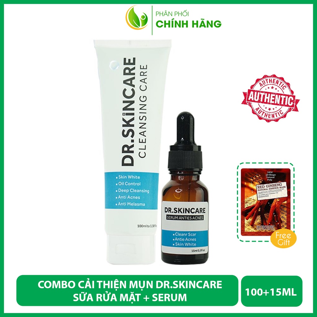 Combo Cải Thiện Mụn Tận Gốc DR SKINCARE, Sữa Rửa Mặt và Serum Giảm Mụn Dr Skincare Chính Hãng Check Mã Điện Tử