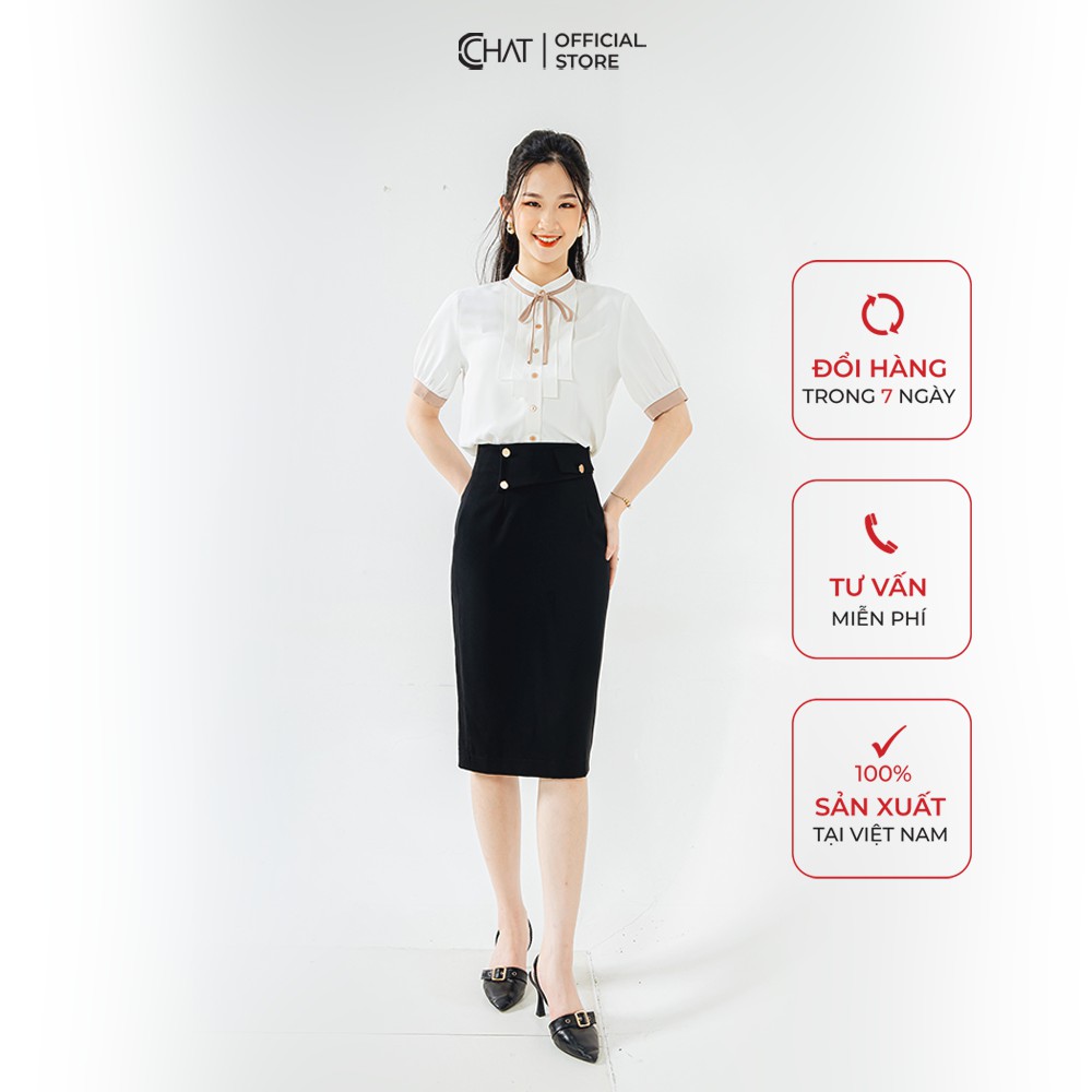 Chân váy ôm cạp lệch cài 2 cúc CCHAT