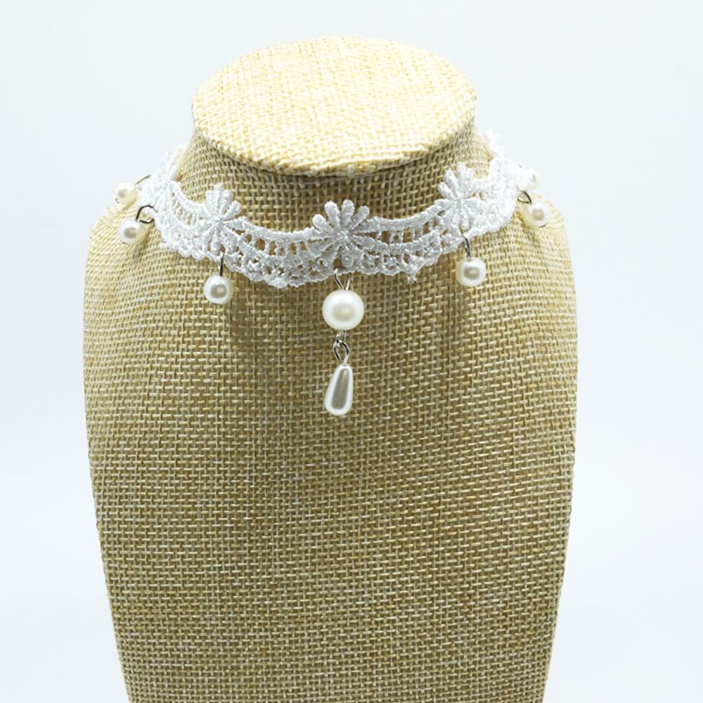 Epoch Vòng Cổ Choker Vải Ren Đính Hạt Ngọc Trai Nhiều Màu Phong Cách Gothic Cho Nữ