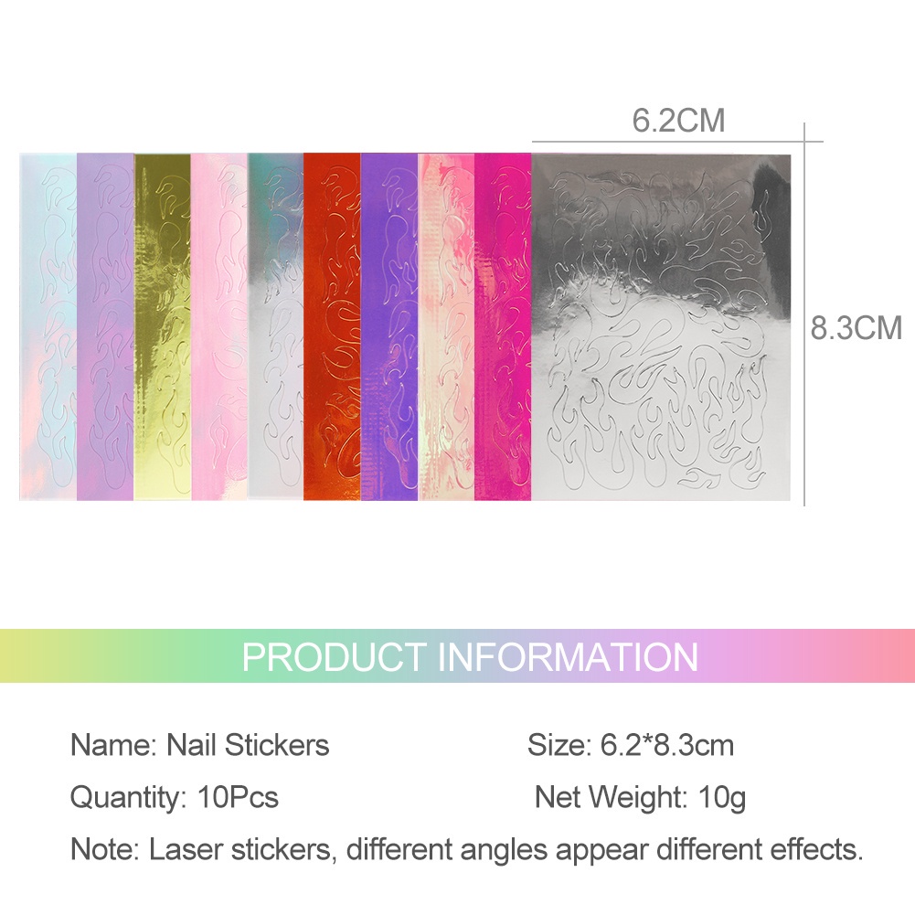 [Hàng mới về] Sticker Dán Móng Tay Họa Tiết Ngọn Lửa Trang Trí Nghệ Thuật