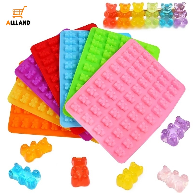 Khuôn Silicone Làm Bánh Kẹo Hình Gấu Gummy 50 Ngăn DIY Đa Năng