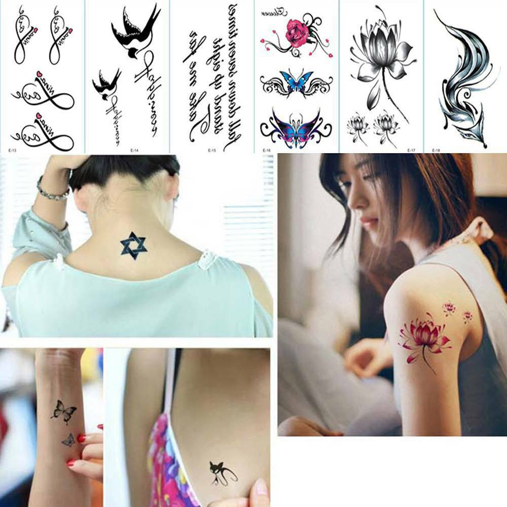 【COD】Set 30 Miếng Dán Hình Xăm Tạm Thời Hình Hoa Và Chữ Cái Chống Thấm Nước