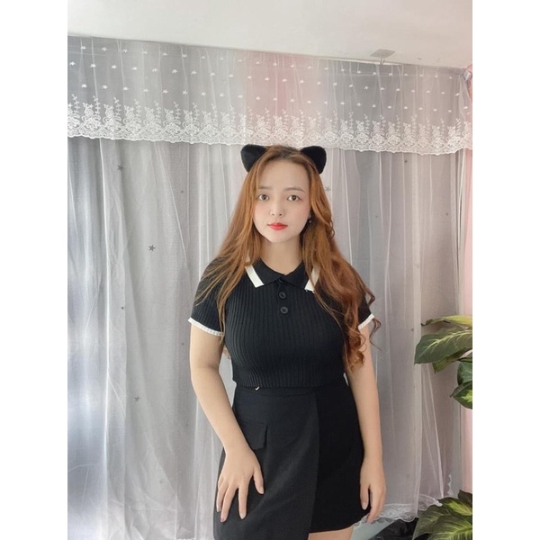 Áo cortop viền len gân 55-75kg (Bigsize hình thật) from gọn xinh | BigBuy360 - bigbuy360.vn