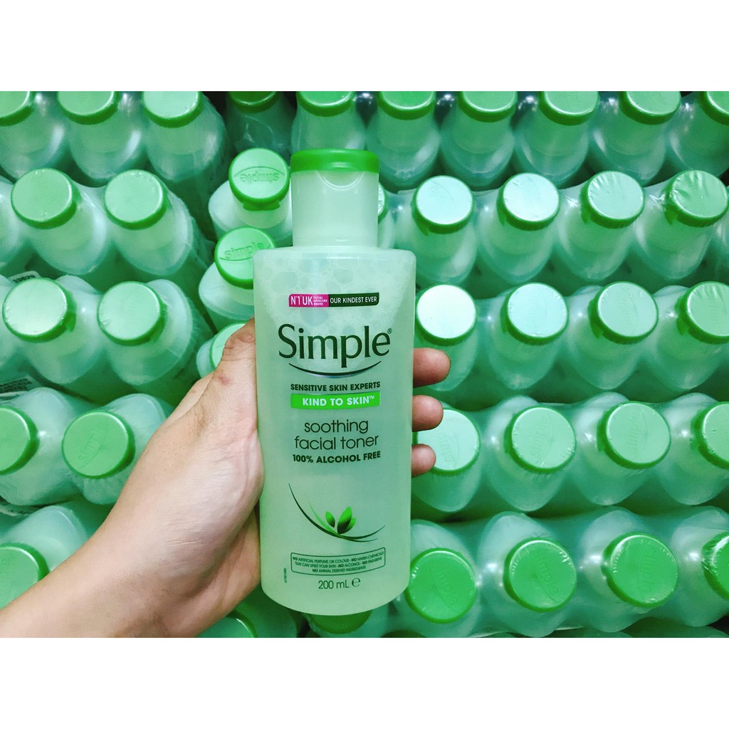 Nước hoa hồng Simple Kind To Skin Soothing Facial Toner 200ml CHUẨN AUTH