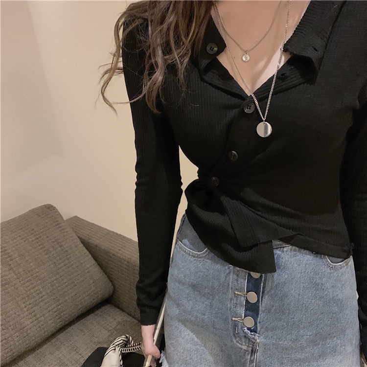 Áo COZOKC tay dài dáng ôm kiểu gợi cảm phong cách Hàn Quốc thời trang