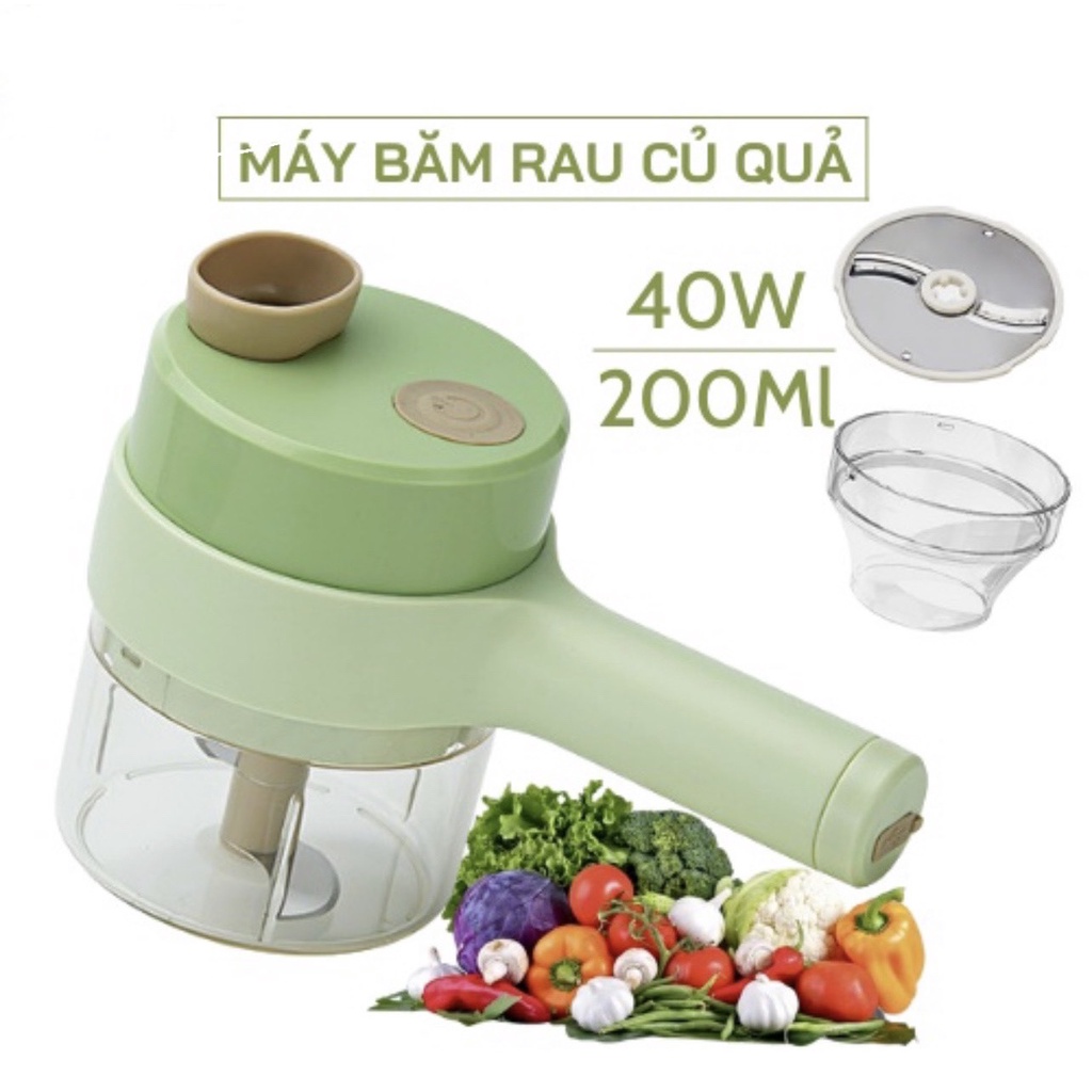 Máy Xay Rau Củ Qủa, Tỏi Ớt Cầm Tay, Máy Thái, Băm Tỏi Ớt Rau Củ Sử Dụng Pin Sạc Cổng USB Đa Năng Tiện Dụng