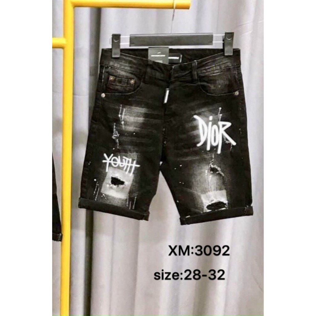 Quần short jean nam DSQ xám rách in BBR chất bò vải dày fỏm đẹp co dãn tốt cao cấp tara_shop96