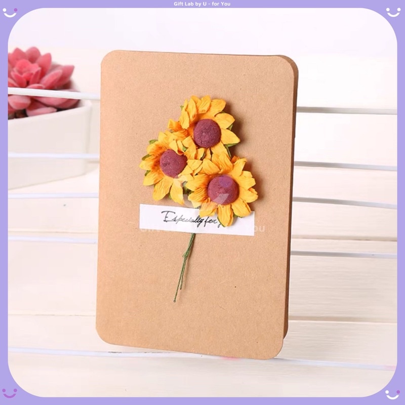 Thiệp hoa khô giấy Kraft cao cấp chúc ngày lễ, sinh nhật, kỉ niệm đặc biệt