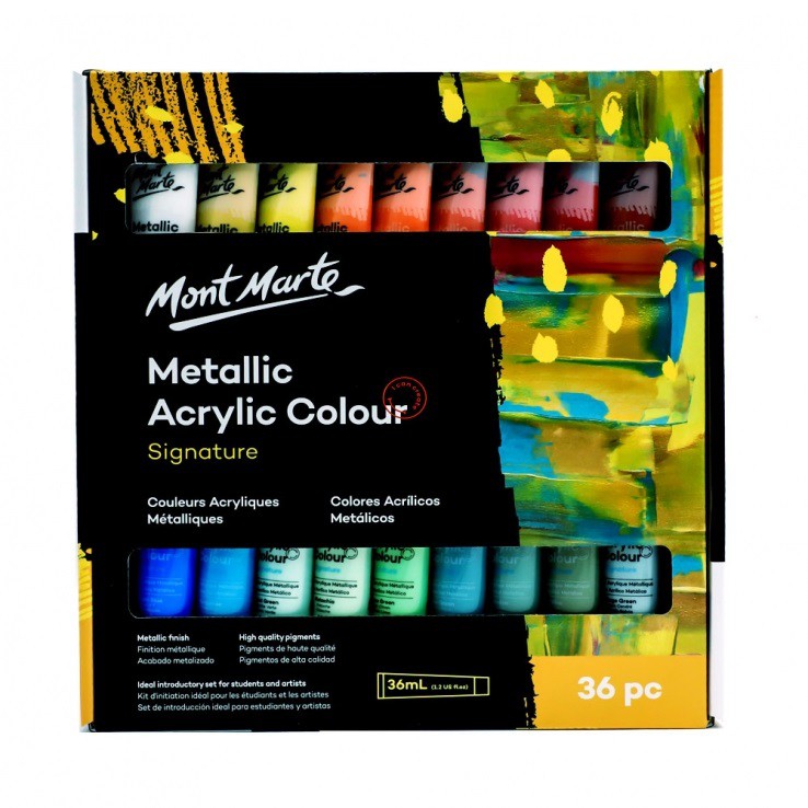 BỘ MÀU METALLIC ACRYLIC MONT MARTE BỘ 12/24/36 MÀU, TUÝP 36 ML