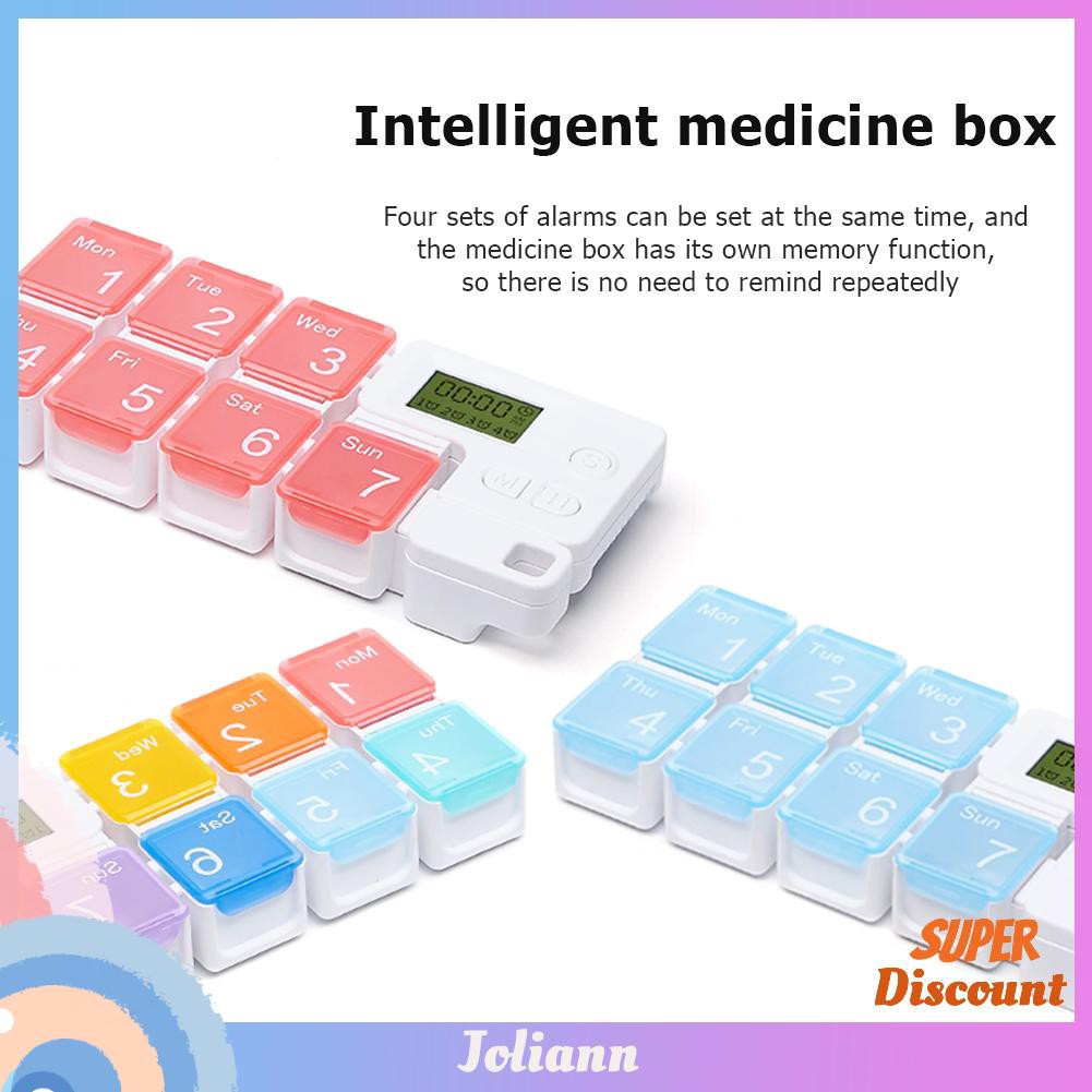 Smart 7-Day Pill Organizer Timing Reminder Medicine Storage Weekly Drug Box