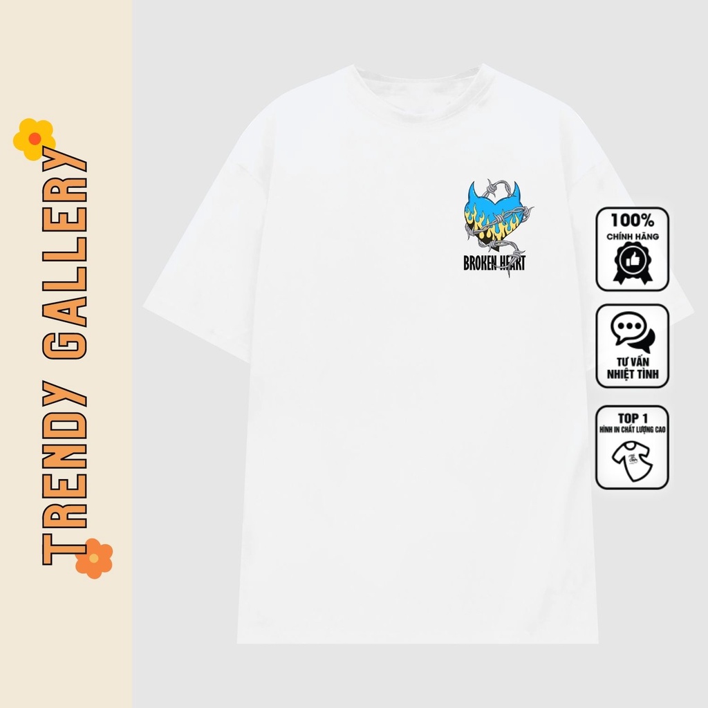 Áo Phông Nam Tay Lỡ Form Rộng "broken Heart" Trendy Gallery, Áo Phông Cổ Tròn Unisex Basic Tee Tv5085
