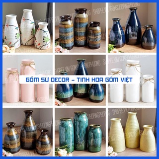 Bình hoa lọ hoa trang trí - Bộ 3 bình hoa - Gốm Sứ Bát Tràng