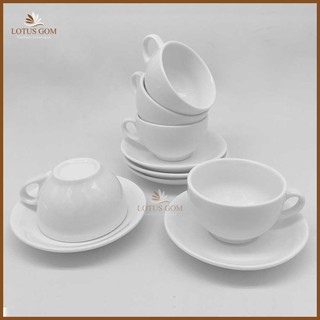 Ly Tách Cafe Capuchino Màu Trắng Kèm Đĩa Cao Cấp