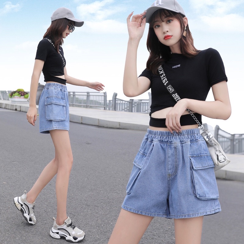 quần short big size denim lưng thun wash size đại 65-90kg