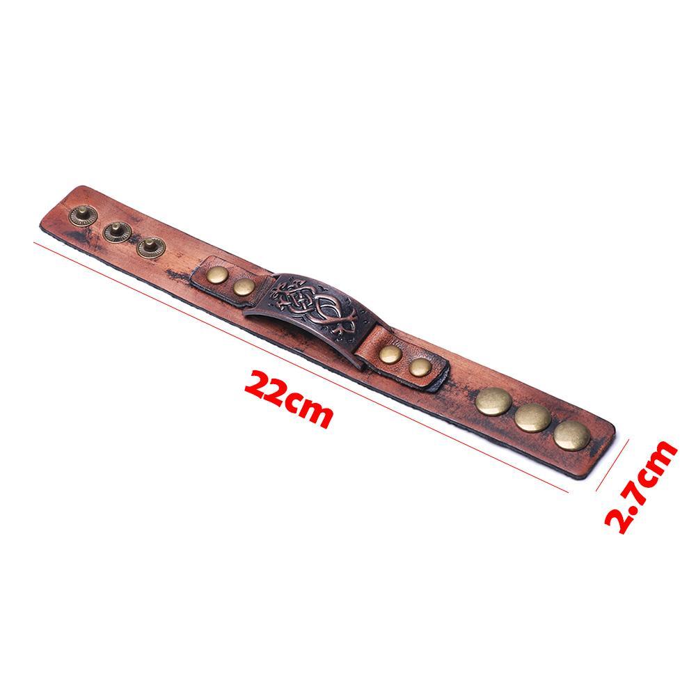 Vòng Tay Da Bản To Màu Nâu Cổ Điển