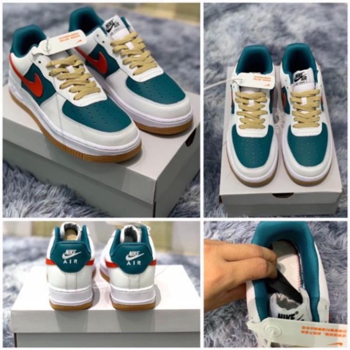 Giày Sneaker nam nữ cao cấp full bill box, giày thể thao Jordan AF1 cổ thấp da lộn màu xanh đỏ đế cao, form đẹp M11 | BigBuy360 - bigbuy360.vn