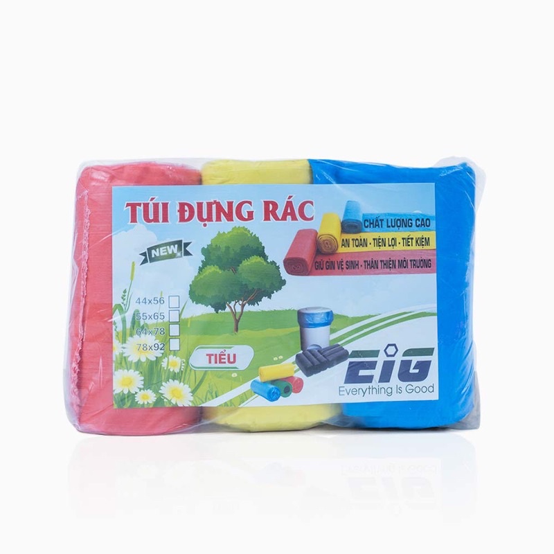 (3 size) Lô 3 cuộn túi rác tự huỷ sinh học, bao đựng rác sinh học, túi rác 3 màu