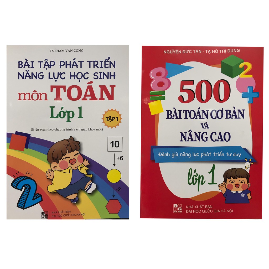 Sách - Combo Bài tập phát triển năng lực học sinh môn Toán lớp 1 tập 1 + 500 bài toán cơ bản và nâng cao lớp 1