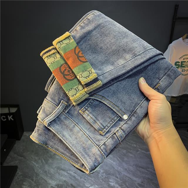 Quần Jeans Dài Thêu Họa Tiết Thời Trang Sang Trọng Cho Nam