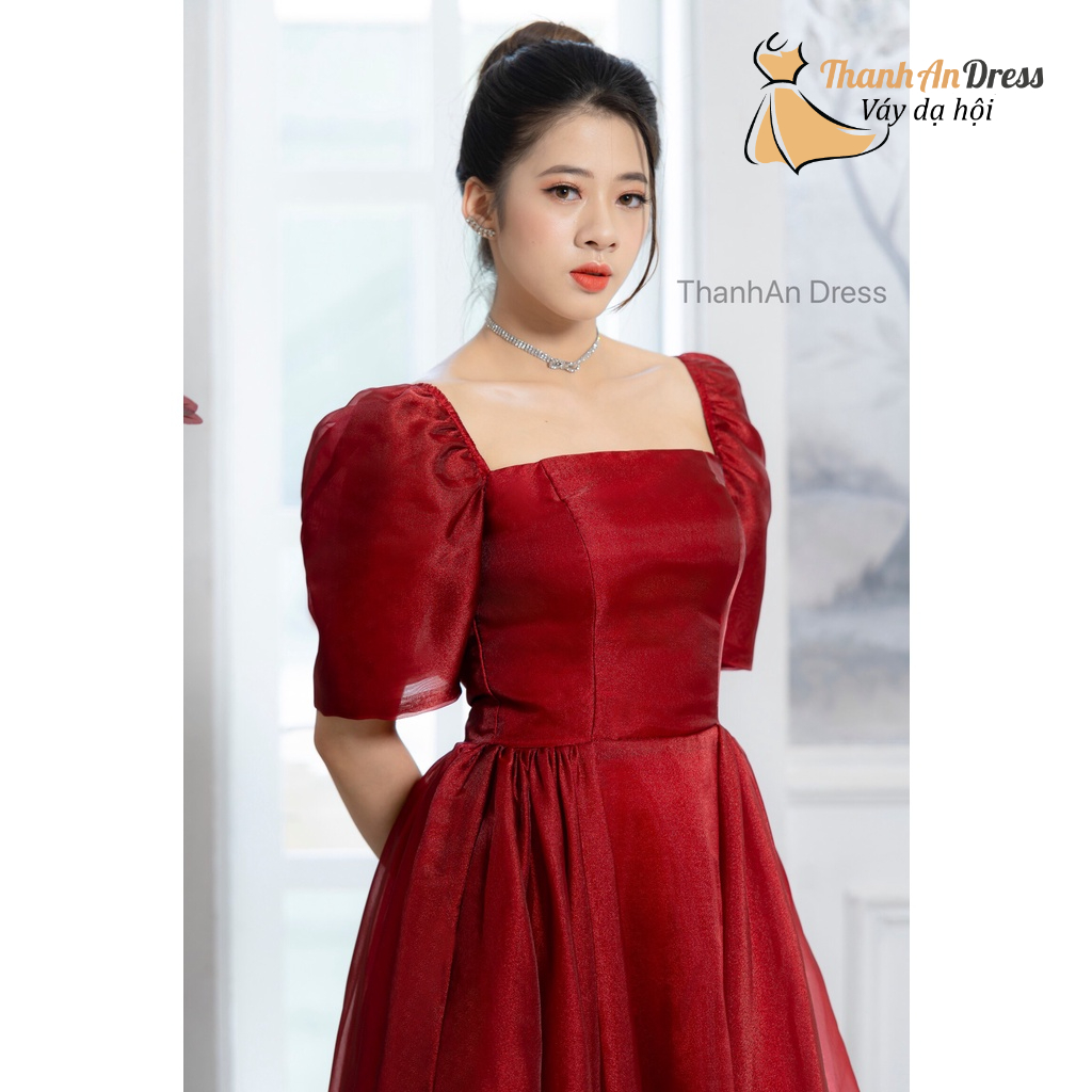 Đầm cô dâu, dạ tiêc, váy form dáng xòe tay bồng