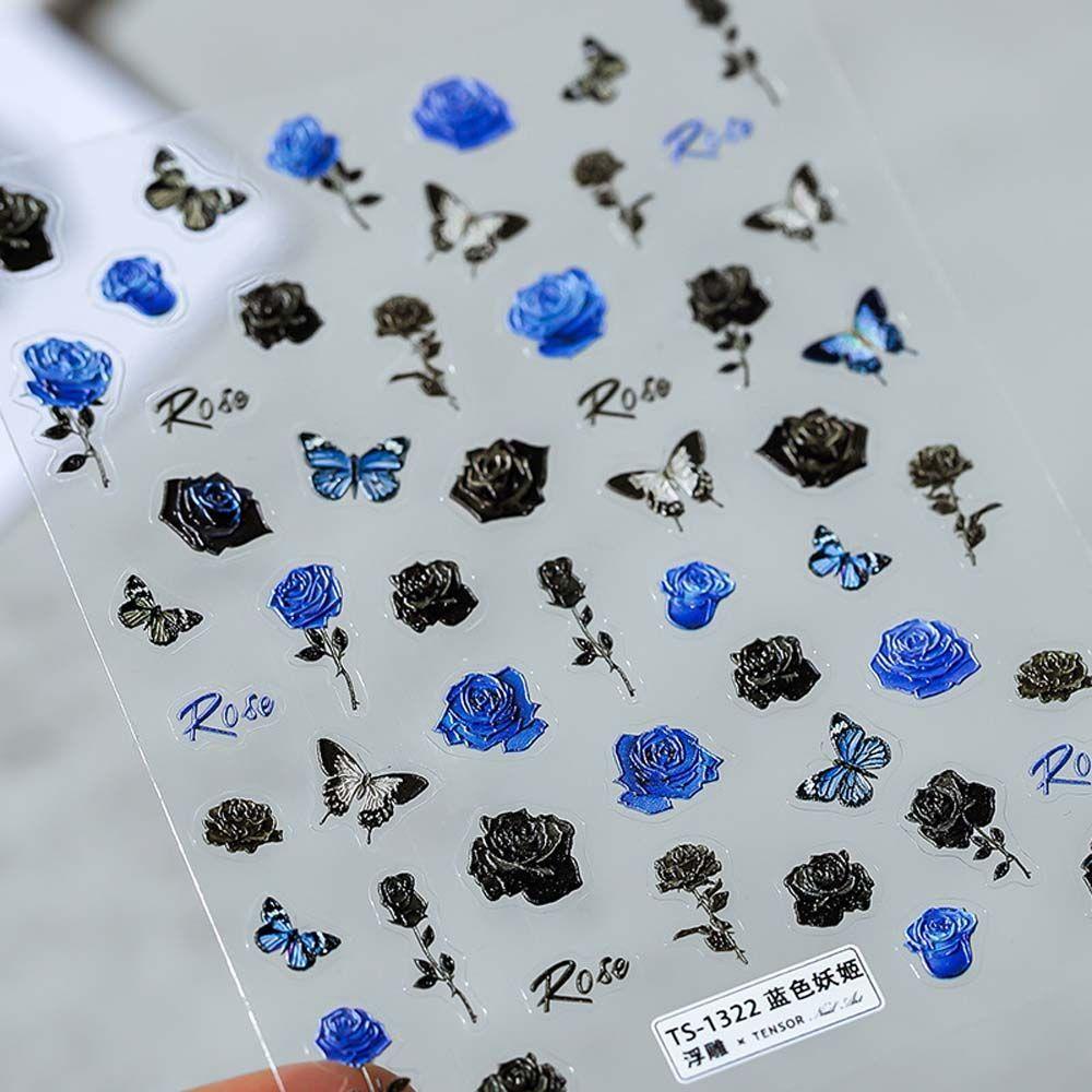 OCEANMAP Miếng Dán Trang Trí Móng Tay Tự Dính Họa Tiết Hoa Lá Bướm Ong Xinh Xắn