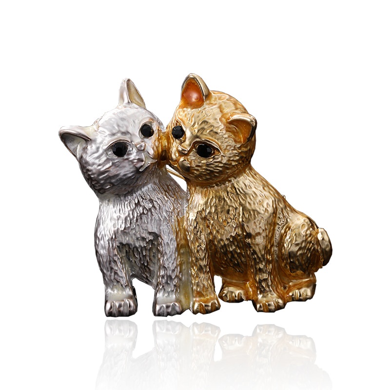 Ghim Cài Áo Hình Mèo Bằng Hợp Kim Tráng Men 2 Màu Sắc