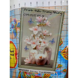 Tranh thêu chữ thập Bình hoa MN0089 65x80cm