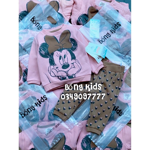 Bộ Nỉ Bé Gái Minnie Hồng Nâu C&amp;A