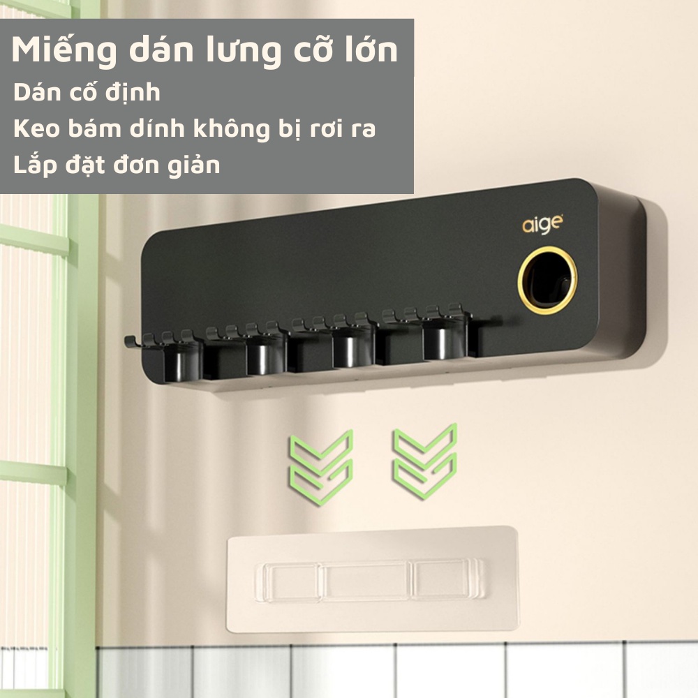 Bộ nhả kem đánh răng tự động kệ để cốc bàn chải đánh răng lắp đặt siêu dễ AIGE