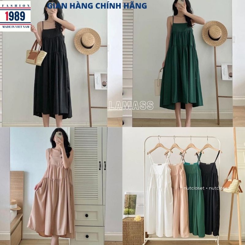 Đầm Babydoll 2 Dây Xòe Tầng V10 Kiểu Dáng Hàn Quốc Tiểu Thư Bánh Bèo Dễ Thương , Váy Công Chúa Ulzzang Chữ A - Phương 1989