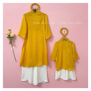 Áo dài lụa tằm ướt mẹ và bé