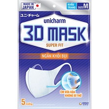 Khẩu trang  người lớn Unicharm 3D mask virus block,super fit chính hãng Nhật Bản.anthaomoc