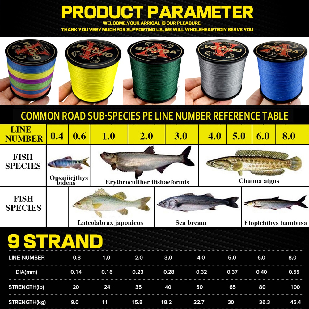 Mới Cuộn Dây Câu Cá Bện Sợi 9 Sợi 500M