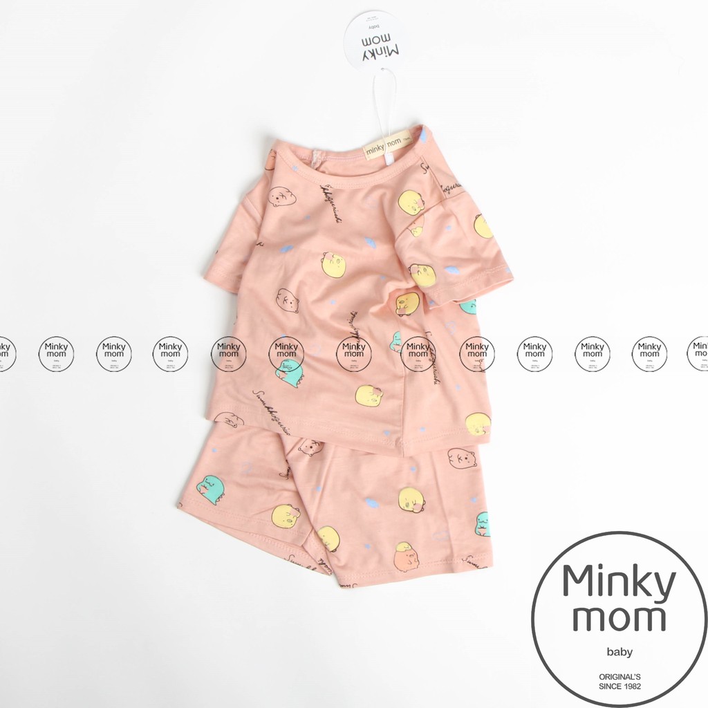 [SALE] Bộ Cộc Tay Cho Bé Trai, Bé Gái Minky Mom Vải Thun Lạnh Họa Tiết Simsimi Gấu Khủng Long Dễ Thương MKM2128