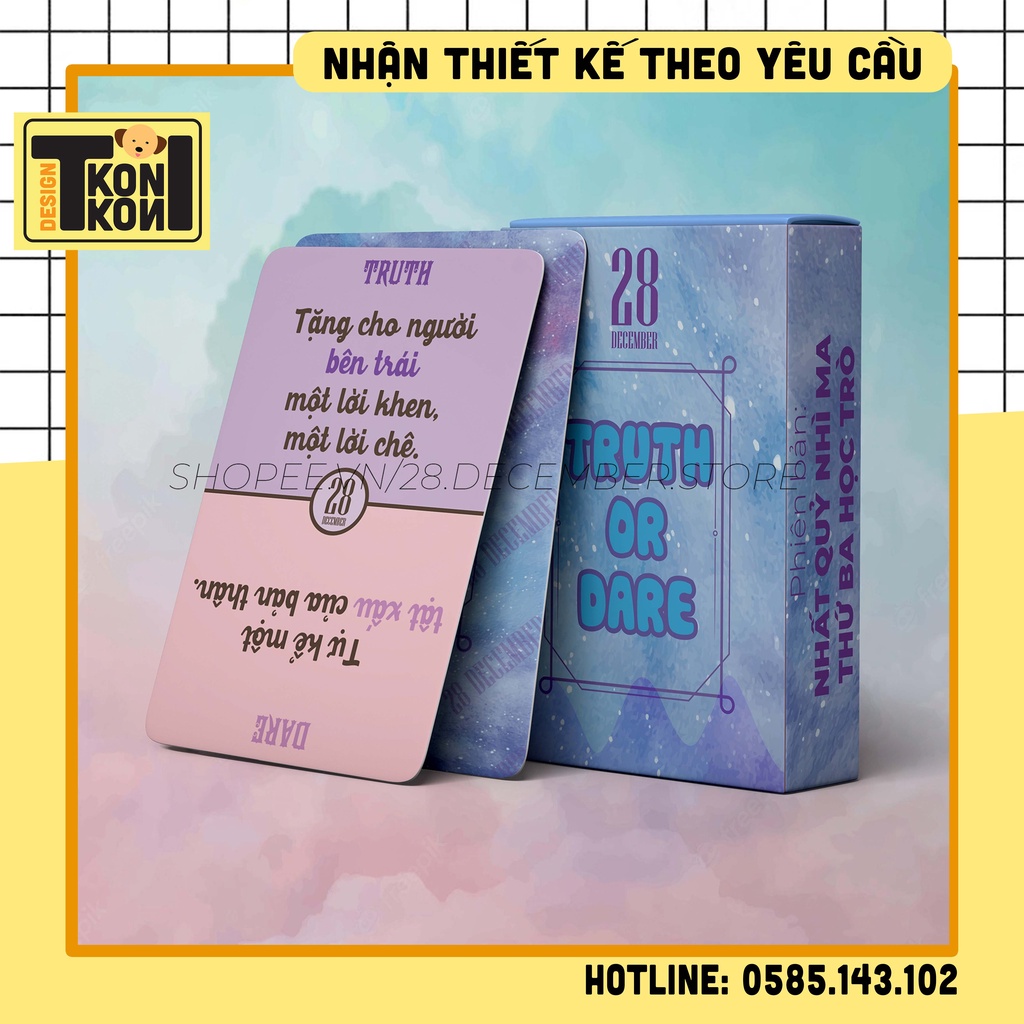 Bộ Bài “Truth or Dare-Thách hay Thật” phiên bản HỌC ĐƯỜNG -Drinking Card Game Khuấy Động Không Khí Tụ Tập Bạn Bè Cực Vui